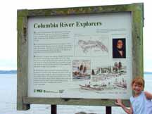 Katelyn with sign describing Columbia River explorers